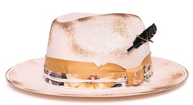 Chapéu Fedora Creme Aba Média Fire Signature Custom