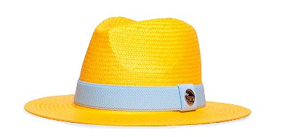 Chapéu Panamá Palha Shantung Amarelo Aba média 7cm - Coleção Elástica