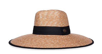 Chapéu de Palha de Trigo Aba Grande 12cm Faixa Preta - Coleção Clássico