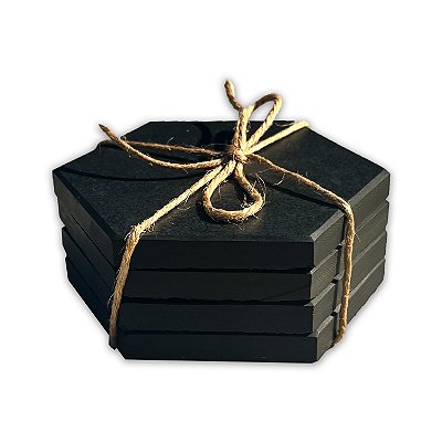 PORTA COPOS HEXAGONAL - ARDÓSIA - COR GRAFITE - KIT COM 4 UNIDADES