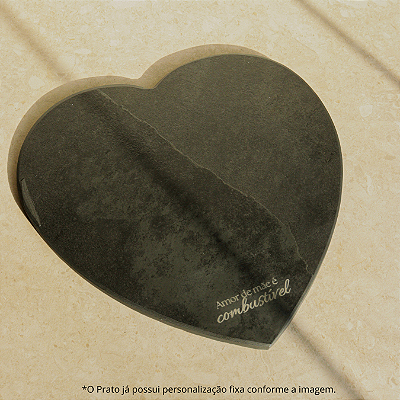 ESPECIAL - PRATO CORAÇÃO - "COMBUSTÍVEL" - ARDÓSIA - COR GRAFITE