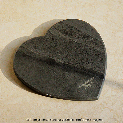 ESPECIAL - PRATO CORAÇÃO - "FORÇA" - ARDÓSIA - COR GRAFITE