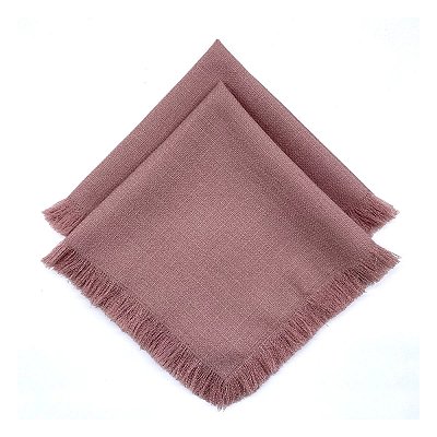 GUARDANAPO COM FRANJA - LINHO CHECK - COR ROSÉ - KIT COM 2 UNIDADES
