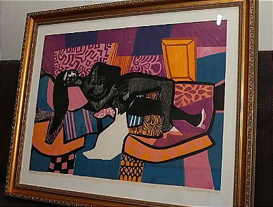 Serigrafia, E. Di Cavalcanti, "Mulata", assinada pelo artista e arrematada em leilão.