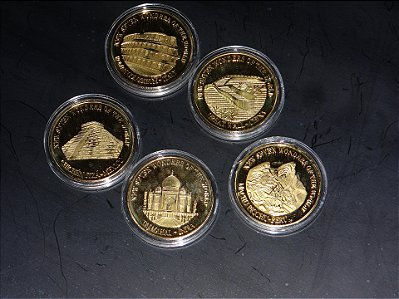 Kit 5 Moedas Comemorativas MARAVILHAS DO MUNDO