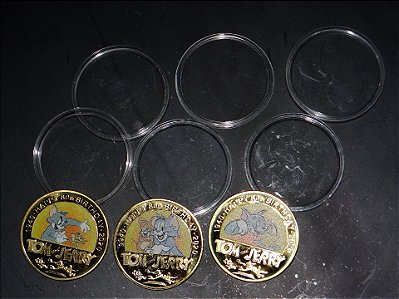Kit com 3 Moedas Comemorativas do TOM & JERRY
