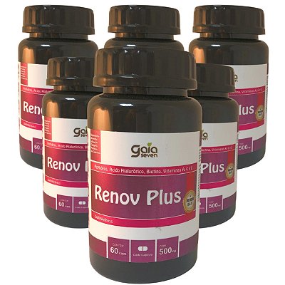 RENOV PLUS Peptídeos de Colágeno Ácido Hialurônico Biotina Vitaminas A, C, E KIT COM 6