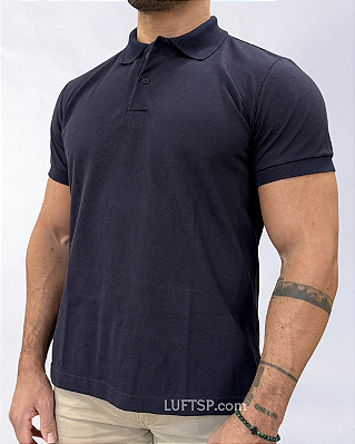 Camisa Polo Premium 100% Algodão Azul Marinho Escuro