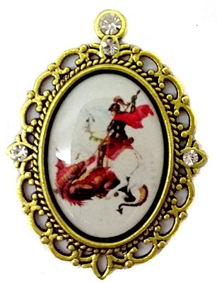 Entremeio de Terço De São Jorge Dourado Com Strass