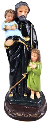 Imagem Estatueta São Santo Vicente de Paula 15cm Resina