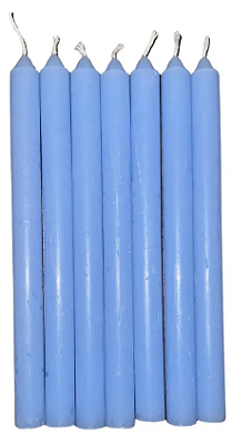 Vela Palito Azul Claro 18cm kit 10 Unidades