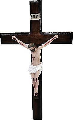 Crucifixo De Parede 25 x 16 Madeira E Resina