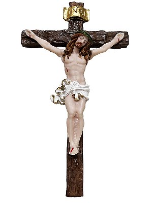 Cruz Crucifixo de Parede 25 x15 cm de Resina