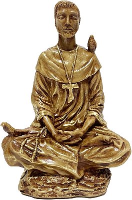 Imagem Estatueta De São Francisco Meditando Orando 20 Cm Gesso