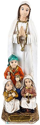 Imagem de Nossa Senhora de Fátima com pastores Gesso 20cm