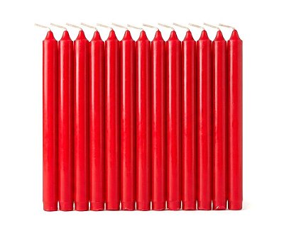 Vela Palito Vermelha 18cm kit 10 Unidades