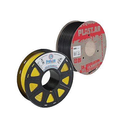 Kit 1 Filamento ABS Amarelo 1,75mm 1 kg Printalot + 1 Filamento ABS Preto 1,75mm 1 Kg PlastAr