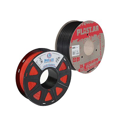 Kit 1 Filamento ABS Vermelho 1,75mm 1 kg Printalot + 1 Filamento ABS Preto 1,75mm 1 Kg PlastAr