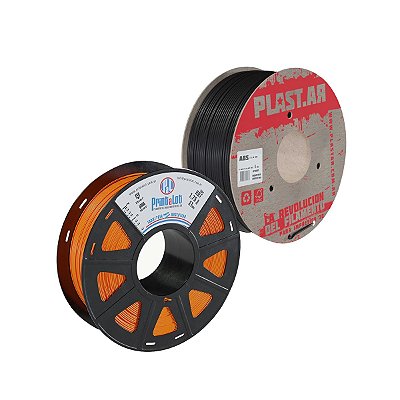 Kit 1 Filamento ABS Laranja 1,75mm 1 kg Printalot + 1 Filamento ABS Preto 1,75mm 1 Kg PlastAr