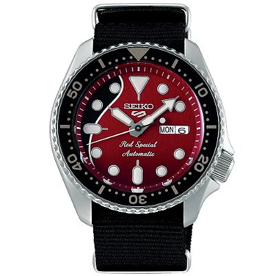 Relógio New Seiko 5 Sports Automático Red Special SRPE83K1 Brian May