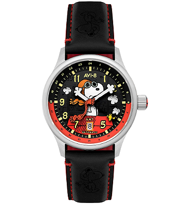 Relógio AVI-8 Automático Kent GMT Peanuts Snoopy Flying Ace Limited Edition AV-4136-01
