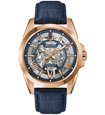 Relógio Bulova Sutton Automático Esqueleto 97A161