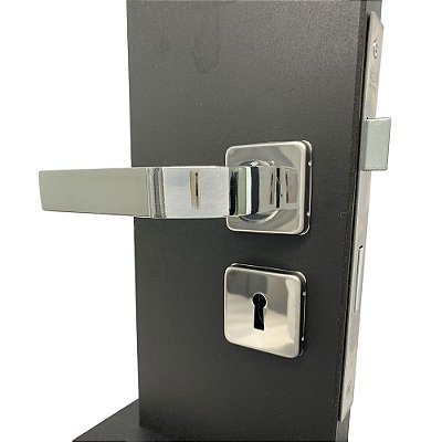 Fechadura de Porta Interna Cromada 40mm Roseta Quadrada Mgm