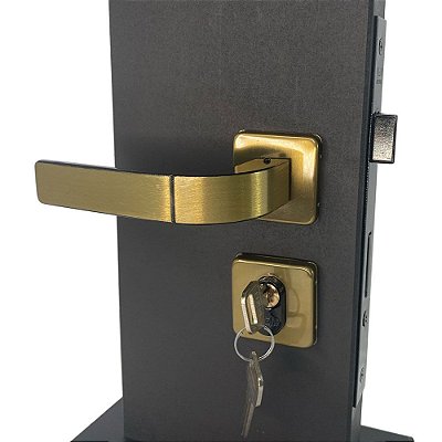 Fechadura de Porta Externa Bronze 40mm Roseta Quadrada Mgm