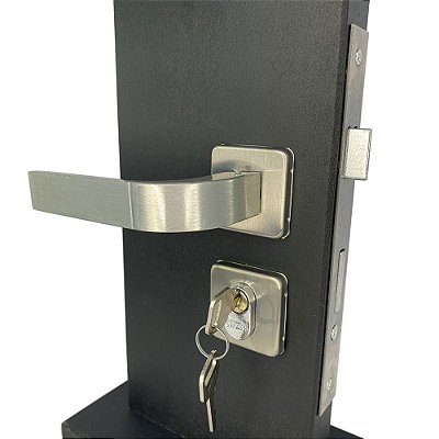 Fechadura de Porta Externa Escovada 40mm Roseta Quadrada Mgm