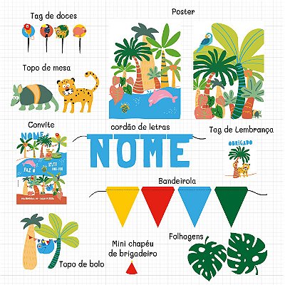 Tema Floresta Brasileira - Kit de festa digital