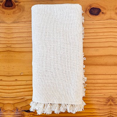 Toalha de mesa rústica com franjas – 1,30 x 1,30 m