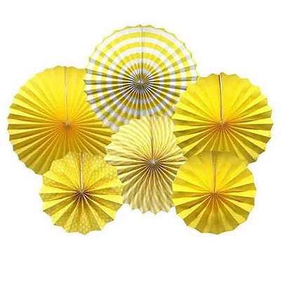 Leque de papel Decorativo 1 cor - 6un.