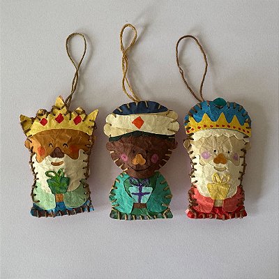 Enfeite Natalino 3 Reis Magos - Baltazar, Gaspar e Belchior