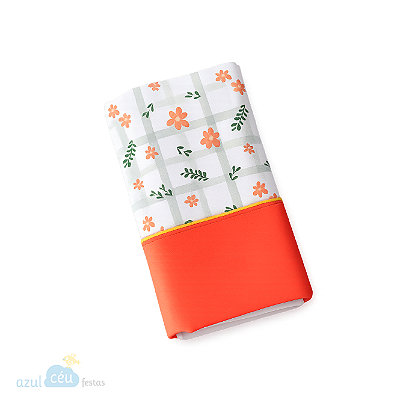 Trilho de mesa de sarja hidrorrepelente floral – 0,45 x 1,45 m com barra colorida
