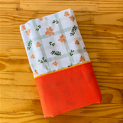 Trilho de mesa de sarja hidrorrepelente floral – 0,45 x 1,45 m com barra colorida