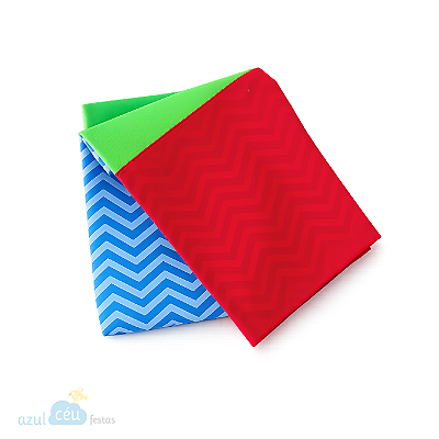 Trilho de mesa Estampa Chevron Azul – 0,45 x 1,45 m com barra colorida