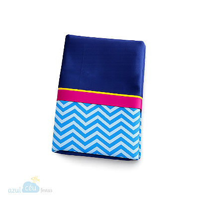 Trilho de mesa Estampa Chevron Azul – 0,45 x 1,45 m com barra marinho e rosa