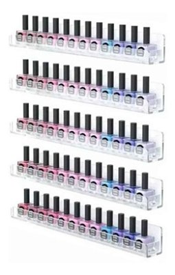 10 Expositor de Acrílico, Prateleira Esmalte Organizador Manicure 40x6cm