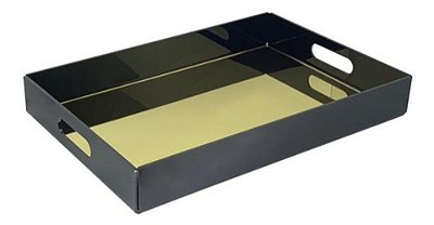Bandeja Grande Dourada E Preta 45x30cm Bebidas, Taças e Bar