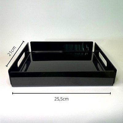 Bandeja De Acrílico Preto 3mm 25x20x4cm