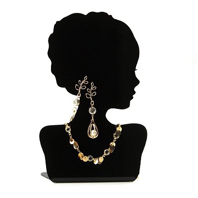 Expositor Bijuterias Colar e Brincos - Mulher Mod.12 - Acrílico Preto