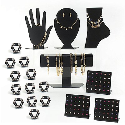 Kit Expositor Joias e Bijuterias em Acrílico Completo 20 Pçs
