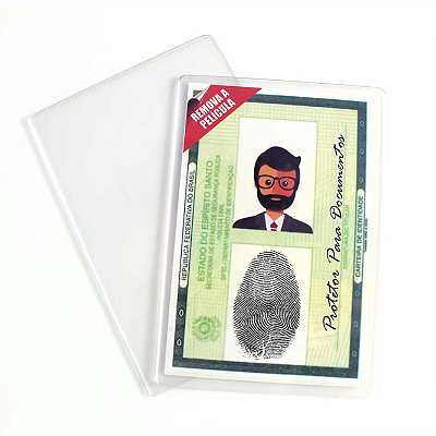 Capa p/ Documento RG Identidade Cristal Acrílico Kit 10und