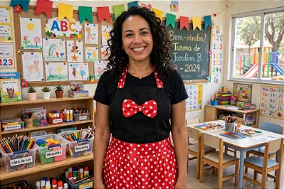 Avental da Minnie bolso duplo