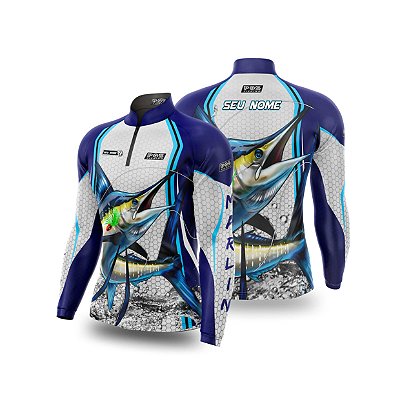 Camisa de Pesca PQS Fishing (I) e (II)  Gola alta com Zíper Personalizada com Nome