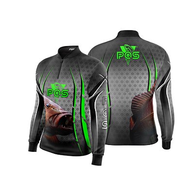 Camisa de Pesca Gola com Zíper 2019 Ref. 08 Estampa Peixe de Água Doce