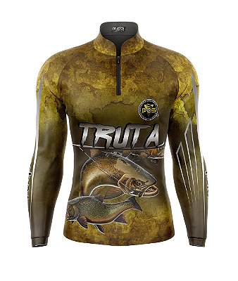 Camisa de Pesca Gola com Zíper 2019 Ref. 15 Estampa Truta