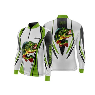Camisa de Pesca Gola com Zíper 2019 Ref. 17 Estampa Peixe Tucunaré de Água Doce