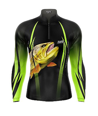 Camisa de Pesca Gola com Zíper 2019 Ref. 28 Estampa Peixe Dourado de Água Doce
