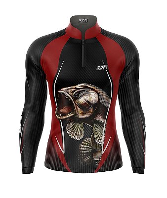 Camisa de Pesca Gola com Zíper 2019 Ref. 43 Estampa Peixe Traíra de Água Doce